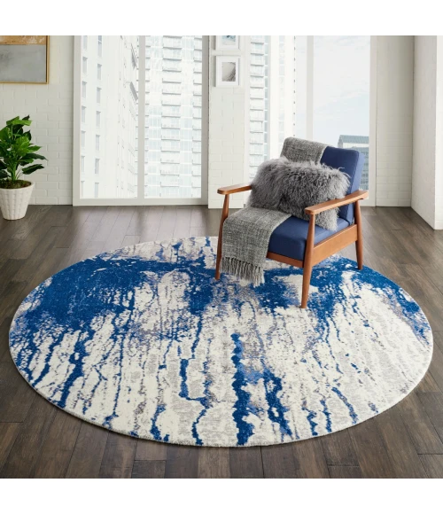Nourison Twilight Round Area Rug TWI29 Ivory Blue 8' Round