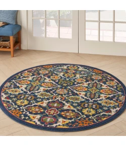 Nourison Home Allur ALR03 Navy Multicolor 5 ft. 3 in. Round Area Rug
