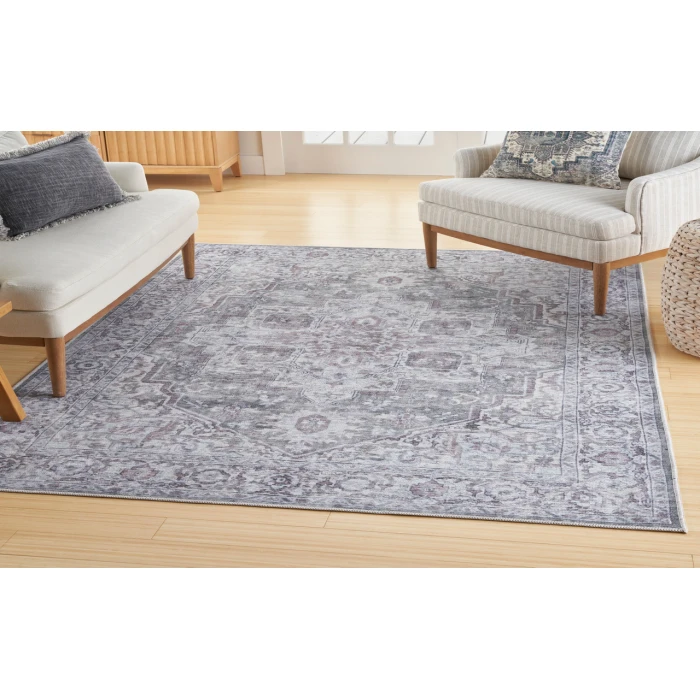 Nicole Curtis Machine Washable Series 1 Ivory Grey SR101 4 ft. X 6 ft. Rectangle Rug