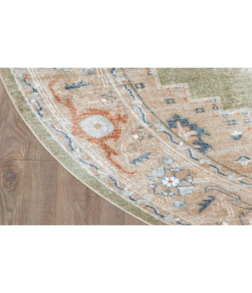 Nourison Astra Machine Washable Sage Multicolor ASW11 5 ft. 3 in. Round Rug