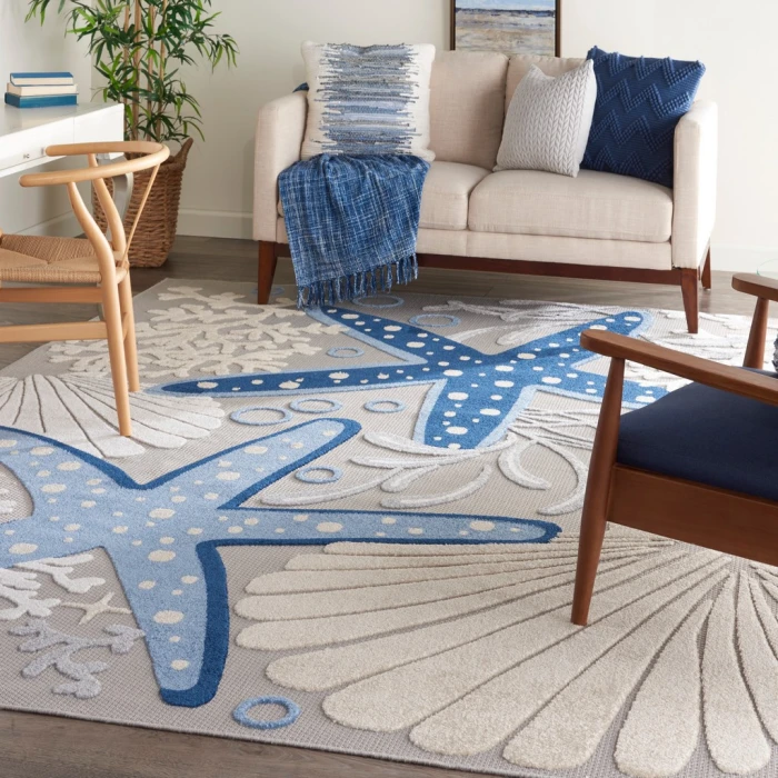 Nourison Aloha Area Rug ALH24-Blue/Grey
