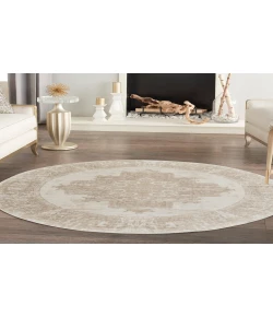 Nourison Home Grafix GRF14 Ivory Beige 8 ft. Round Area Rug