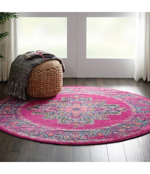 Nourison Passion Round Area Rug PSN03-Fuchsia