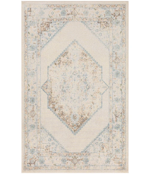 Nourison Astra Machine Washable Ivory Blue ASW13 2 ft. 2 in. X 4 ft. Rectangle Rug