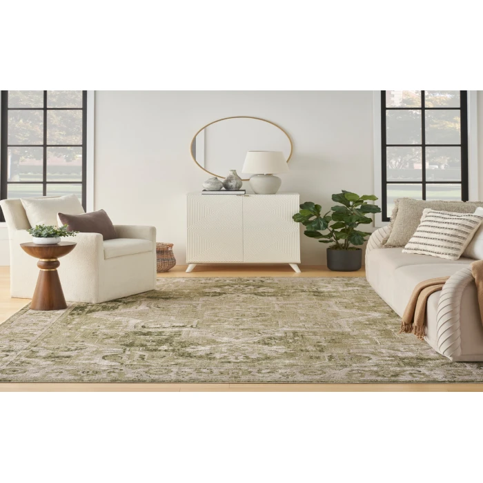 Nourison Astra Machine Washable Ivory Green ASW12 9 ft. X 12 ft. Rectangle Rug