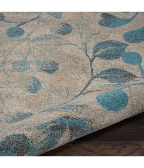 Nourison Tranquil Round Area Rug TRA03-Ivory/Turquoise