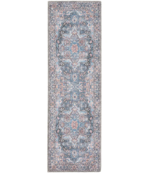 Nicole Curtis Machine Washable Series 1 Area Rug SR101 Blue 7' Runner