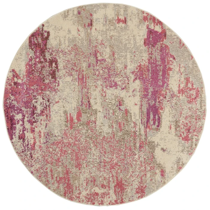 Nourison Celestial Round Area Rug CES02-Ivory/Pink
