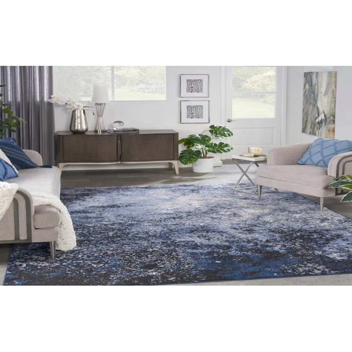 Nourison Passion Light Blue Black PSN10 9 ft. X 12 ft. Rectangle Rug