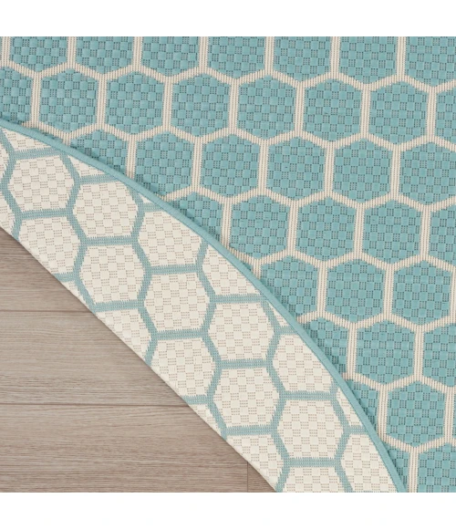 Nourison Twist Reversible Aqua TWS01 8 ft. X Round Rug