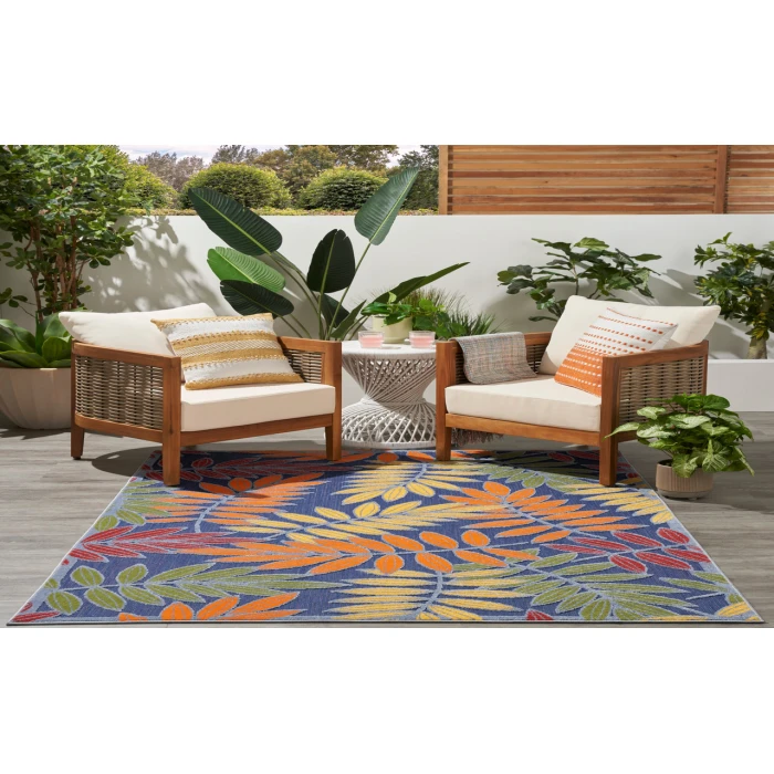 Nourison Aloha Navy Multicolor ALH18 3 ft. 6 in. X 5 ft. 6 in. Rectangle Rug