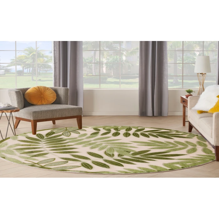 Nourison Aloha Ivory Green ALH18 7 ft. 10 in. Round Rug