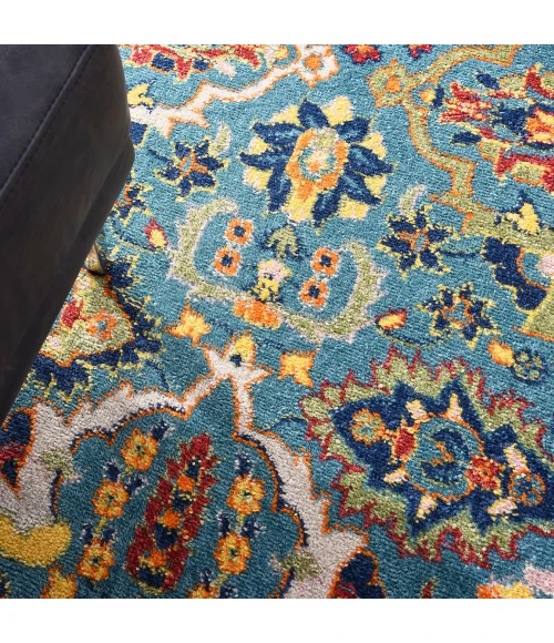 Nourison Allur Area Rug ALR03 Turquoise Ivory