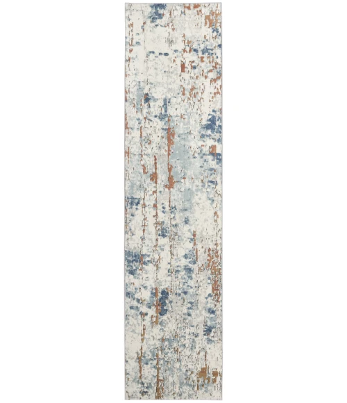 Nourison Quarry Beige Blue Rust QUA01 8 ft. Rect. Rug