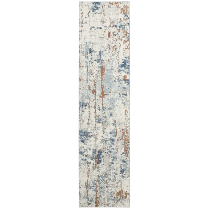 Nourison Quarry Beige Blue Rust QUA01 8 ft. Rect. Rug