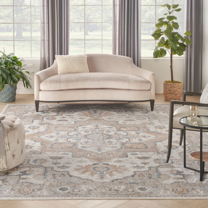 Nourison Astra Machine Washable Area Rug ASW12 Silver Grey