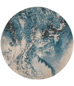 Nourison Home Maxell MAE08 Ivory/Teal 3 ft. 10 in. Round Area Rug