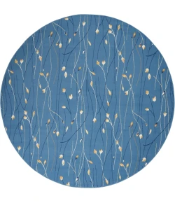 Nourison Home Grafix GRF15 Light Blue 8 ft. Round Area Rug