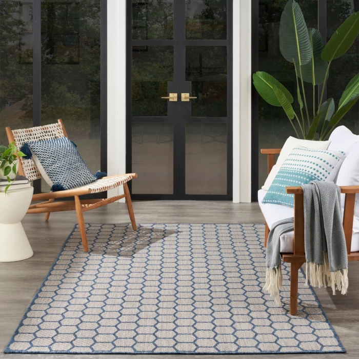 Nourison Twist Reversible Blue TWS01 4 ft. X 6 ft. Rect. Rug