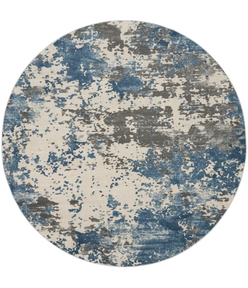 Nourison Rustic Textures Area Rug RUS08 Grey/Blue 7'10" Round