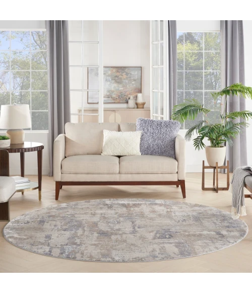 Nourison Rustic Textures Area Rug RUS06 Beige/Grey 7'10" Round
