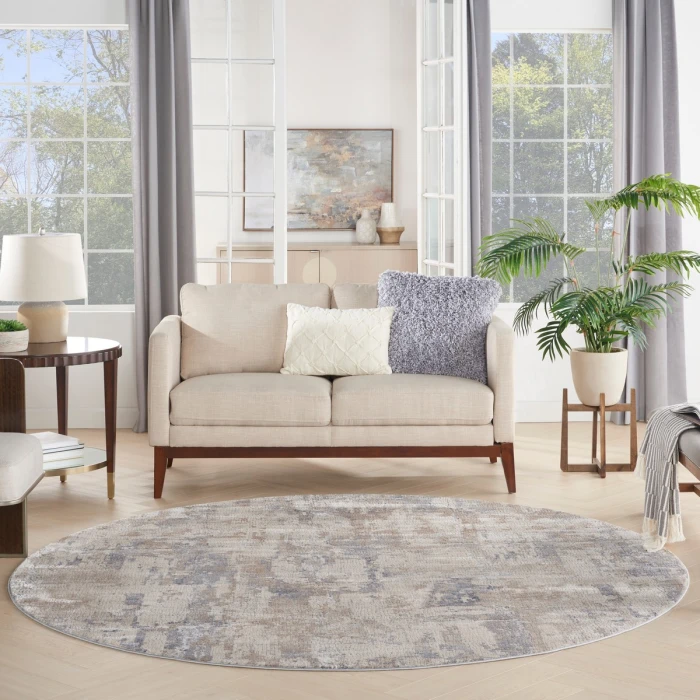Nourison Rustic Textures Area Rug RUS06 Beige/Grey 7'10" Round