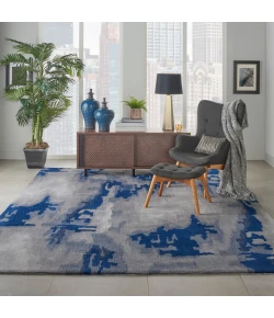 Nourison Home Symmetry SMM10 Grey/Blue 7 ft. 9 in. X 9 ft. 9 in. Area Rug