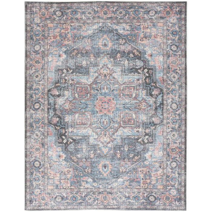 Nicole Curtis Machine Washable Series 1 Area Rug SR101 Blue 8' x 10'