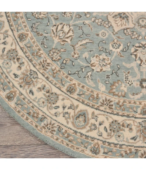 Nourison Living Treasures Round Area Rug LI15-Aqua/Ivory
