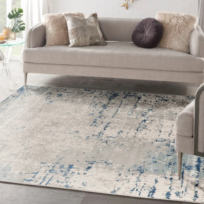 Nourison Quarry Ivory Grey Blue QUA01 8 ft. X Square Rug