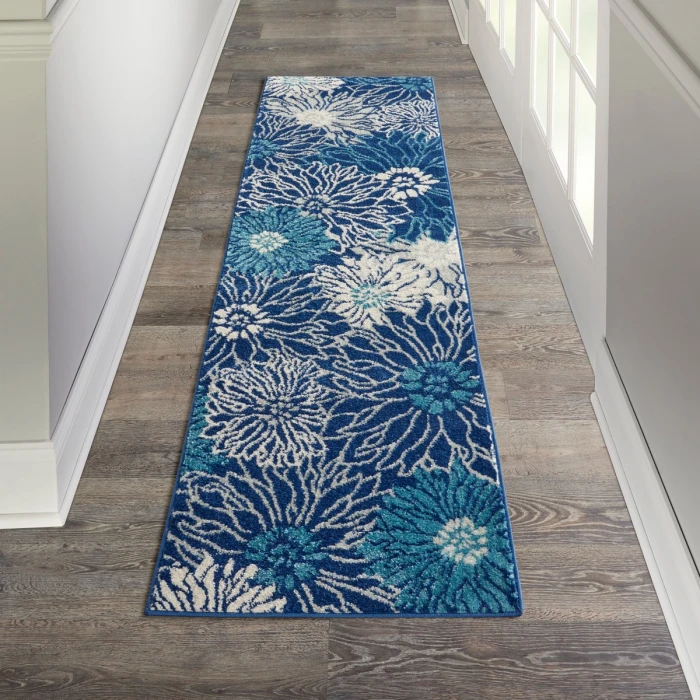 Nourison Passion Area Rug PSN17 Navy/Ivory 2'2" x 10'