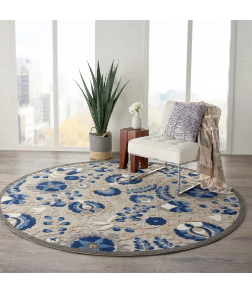 Nourison Aloha Round Area Rug ALH17-Natural/Blue