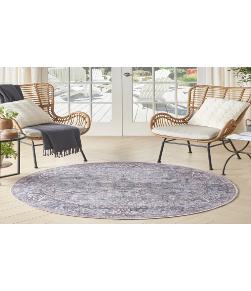 Nicole Curtis Machine Washable Series 1 Grey SR104 7 ft. 10 in. Round Rug