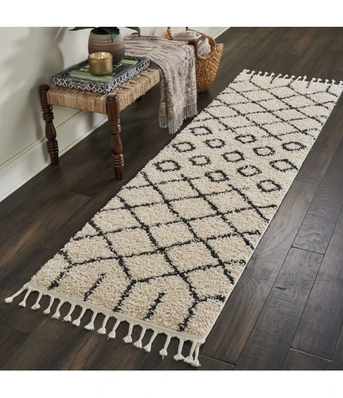 Nourison Moroccan Shag Runner Area Rug MRS01-Cream