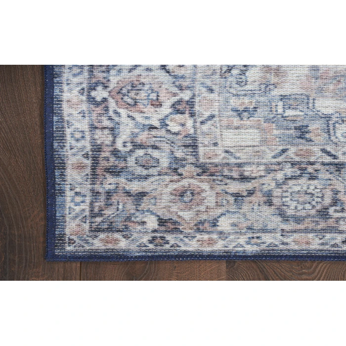 Nicole Curtis Machine Washable Series 1 Ivory Navy SR101 2 ft. X 6 ft. Rectangle Rug