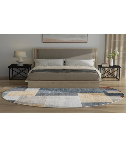 Nourison Astra Machine Washable Multicolor ASW09 7 ft. 10 in. Round Rug