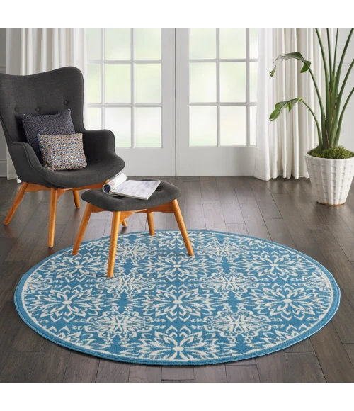 Nourison Jubilant Round Area Rug JUB06-Ivory/Blue