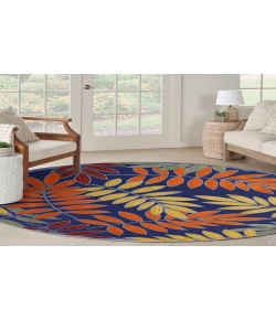 Nourison Home Aloha ALH18 Navy Multicolor 5 ft. 3 in. Round Area Rug