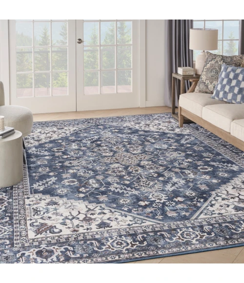 Nourison Machine Washable Series 1 Navy Ivory SR104 9 ft. X 12 ft. Rect. Rug
