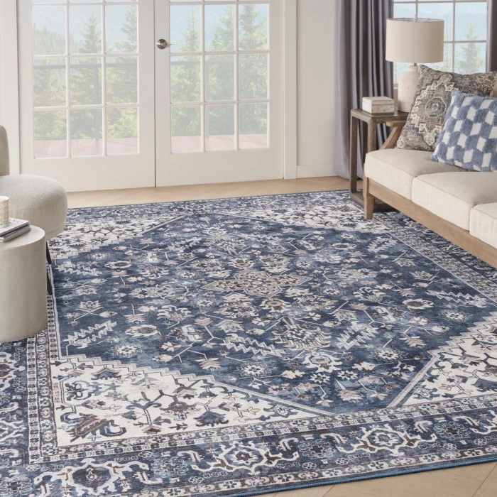 Nourison Machine Washable Series 1 Navy Ivory SR104 9 ft. X 12 ft. Rect. Rug