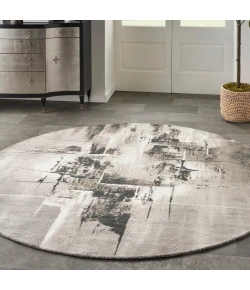 Nourison Home Twilight TWI30 Grey/Ivory/Black 8 ft. Round Area Rug