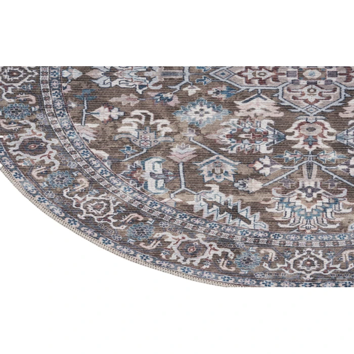 Nicole Curtis Machine Washable Series 1 Olive Ivory SR104 4 ft. Round Rug