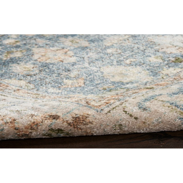 Nourison Astra Machine Washable Silver Blue ASW11 5 ft. 3 in. Round Rug