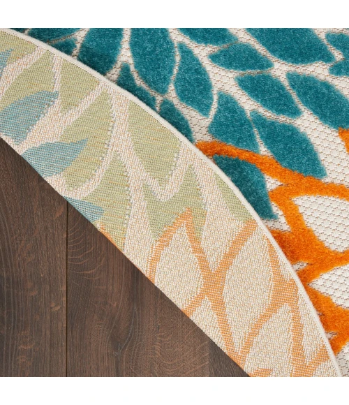 Nourison Aloha Area Rug ALH05 Turquoise Multicolor 7'10" x round