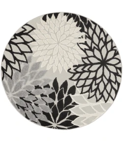 Nourison Home Aloha ALH05 Black White 5 ft. 3 in. Round Area Rug