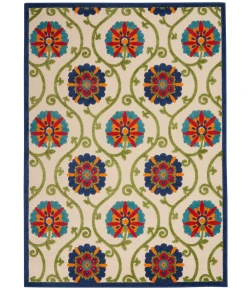 Nourison Home Aloha ALH19 Blue Multicolor 3 ft. 6 in. X 5 ft. 6 in. Area Rug