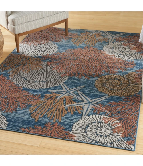 Nourison Seaside Blue Multicolor SDS04 4 ft. X 6 ft. Rect. Rug