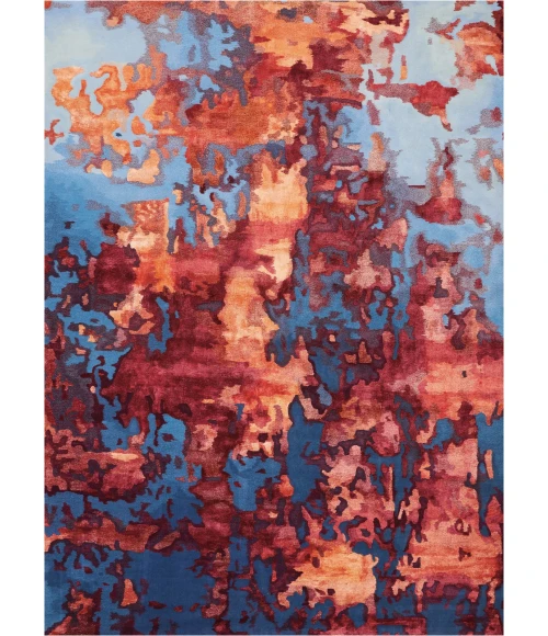 Nourison Prismatic Area Rug PRS13 Blue/Flame 8'6" x 11'6"