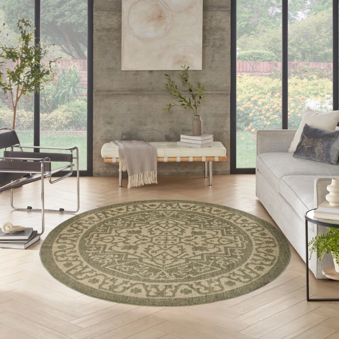 Nourison Tulum Olive TLM05 8 ft. X Round Rug