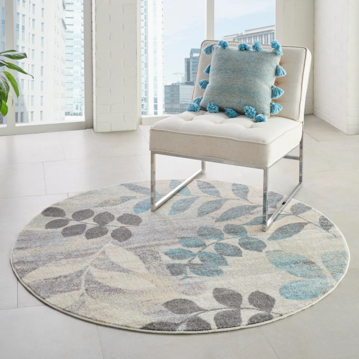 Nourison Tranquil(Traql) Area Rug TRA01 Ivory/Light Blue